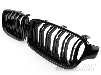 BMW 3-Series (F30/F31) M3 Look Front Bumper Kidney Grilles (Black Gloss)